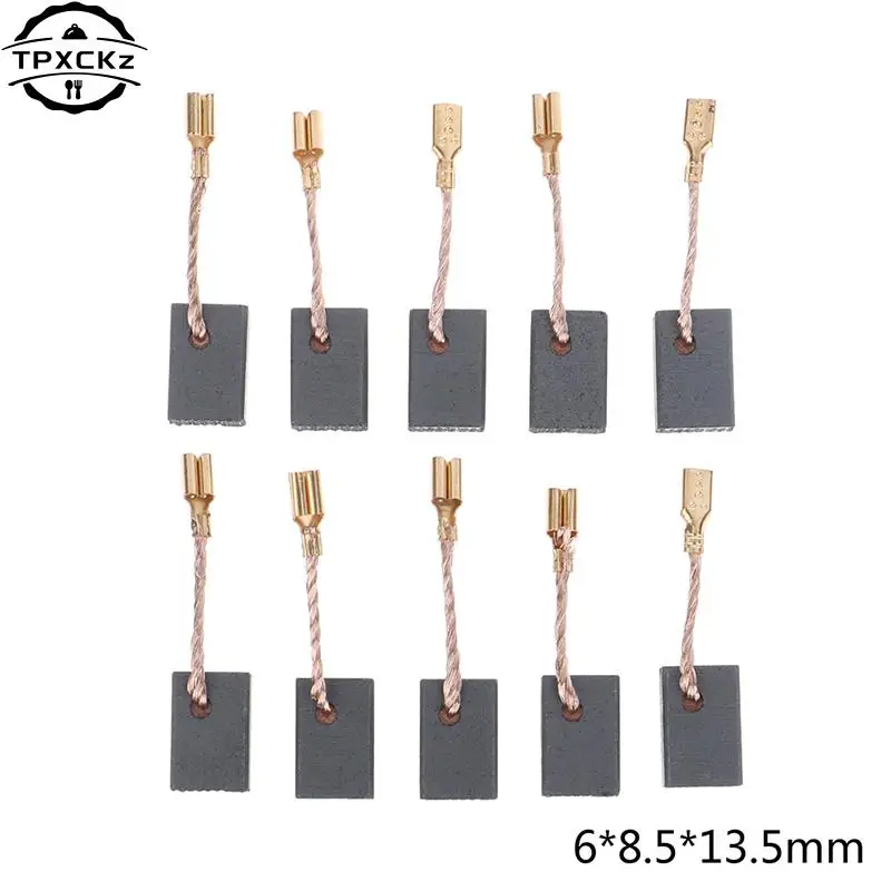 10pcs 6*8.5*13.5mm Graphite Copper Motor Carbon Brushes Set For Electric Hammer