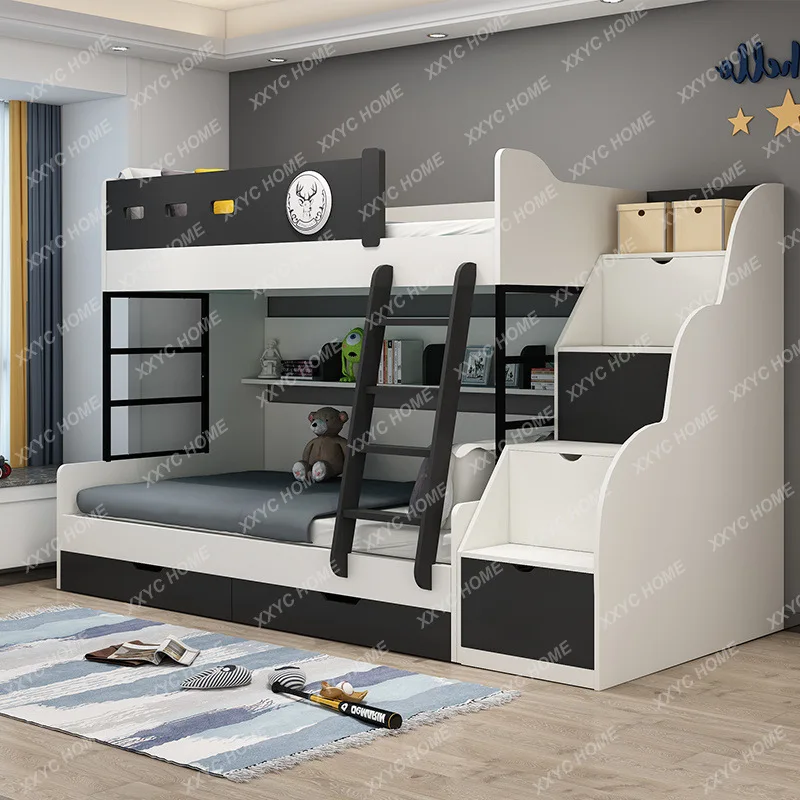 LX  Solid wood high and low bunk bed children's double-layer mother and child bed