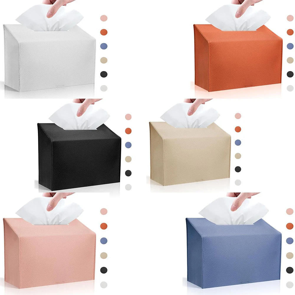 

PU leather waterproof high-end square slanted tissue box