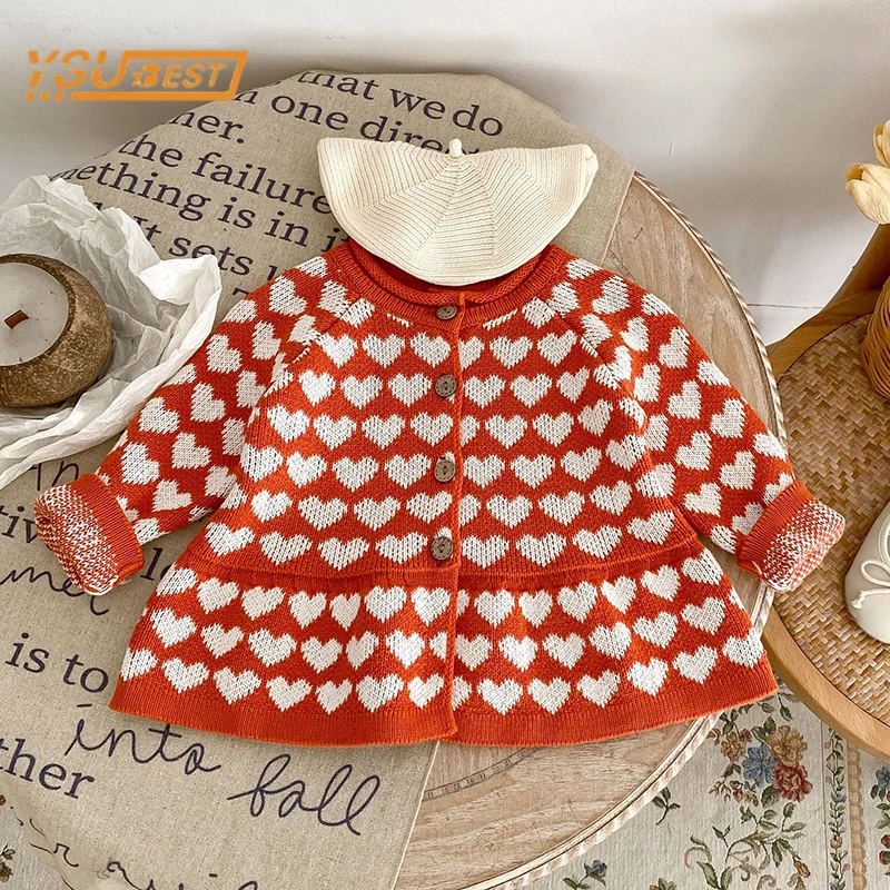 

Autumn Baby Girls Sweaters Kids Baby Girls Long Sleeve Sweet Love Heart Knitting Pullovers Children Sweaters