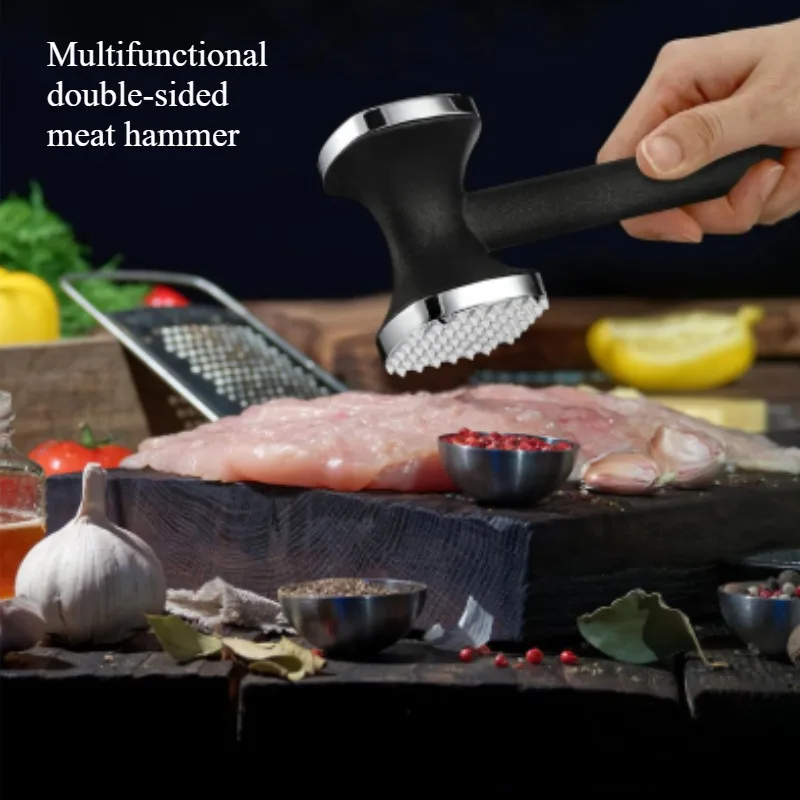 Multi functional double-sided zinc alloy nylon handle tender meat hammer, tapping garlic, quick loosening meat kitchen tool