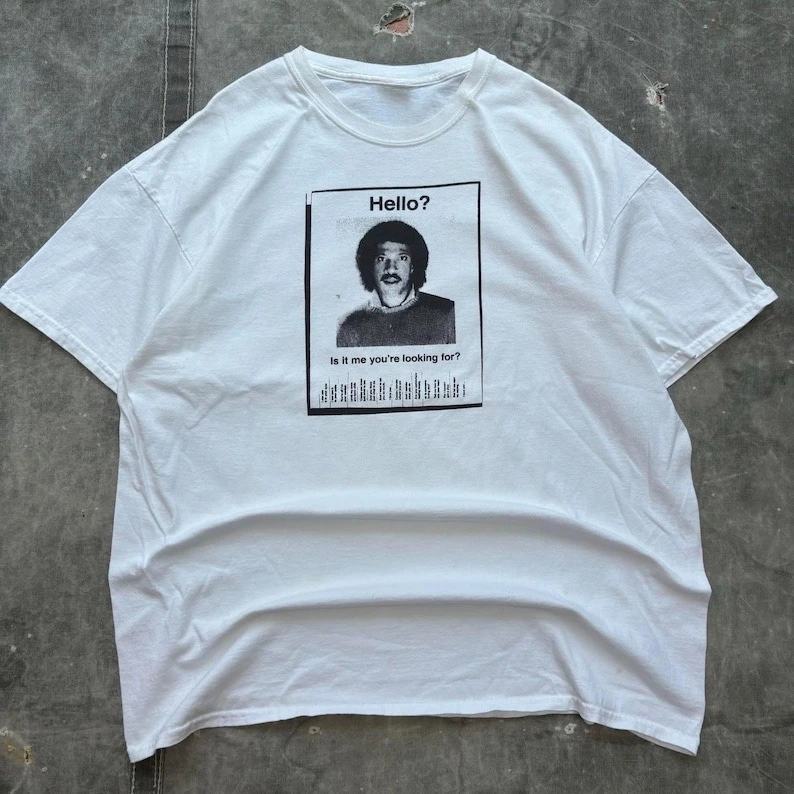 Vintage Y2K Rare Lionel Richie Hello Song Music Short Sleeve Print T-shirt Summer Men Women Fashion Retro Y2K Casual Tee Tops