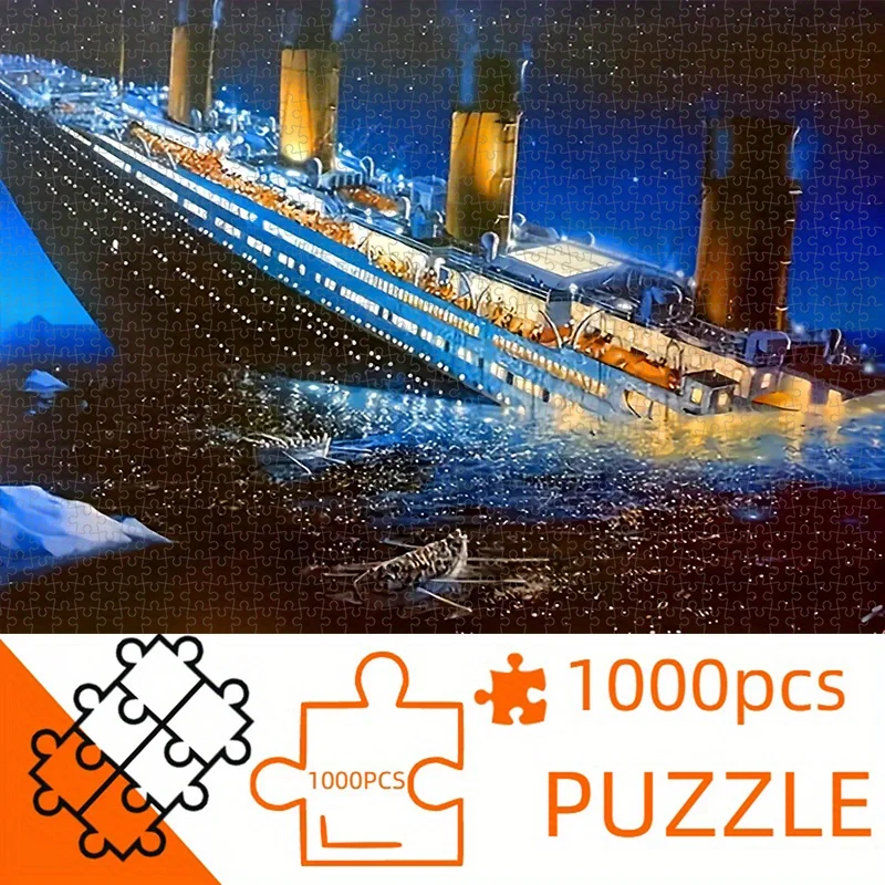 

1000pcs Titanic Sinking Puzzle - Historical Paper Jigsaw for Adults, Intermediate Skill Level, Ideal for Family Gatherings, Ch