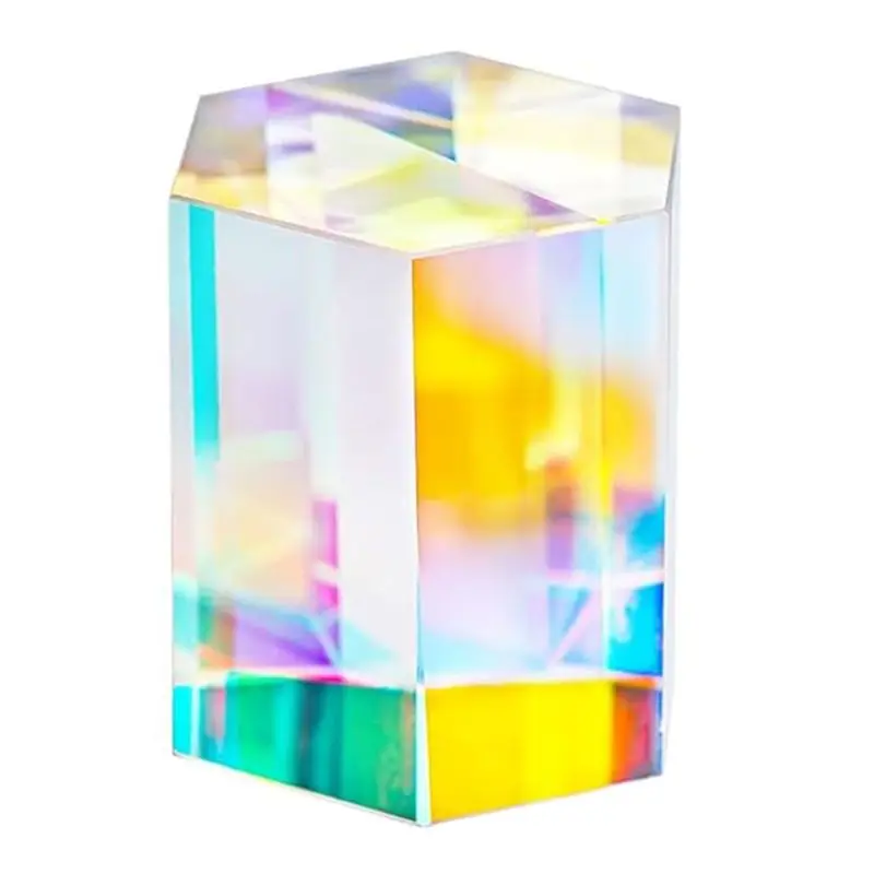 AS63-RGB Sun Catcher Optical Glass Decorative Cube X-Cube For Physics Teach Rainbow Prism Photography Props