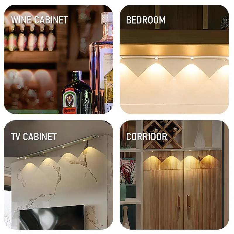 Cat Eye Cabinet Lights Motion Sensor Lights 3 Colors Adjust Brightness LED Lights Decorate For Kitchen Room Aisle Table Lamp