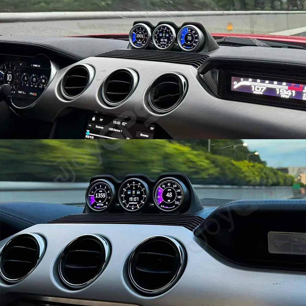 Triple Screen Digital Cluster For Ford Mustang 2015-2023 Digital Dashboard Panel Speedometer Virtual Instrument Cluster Display