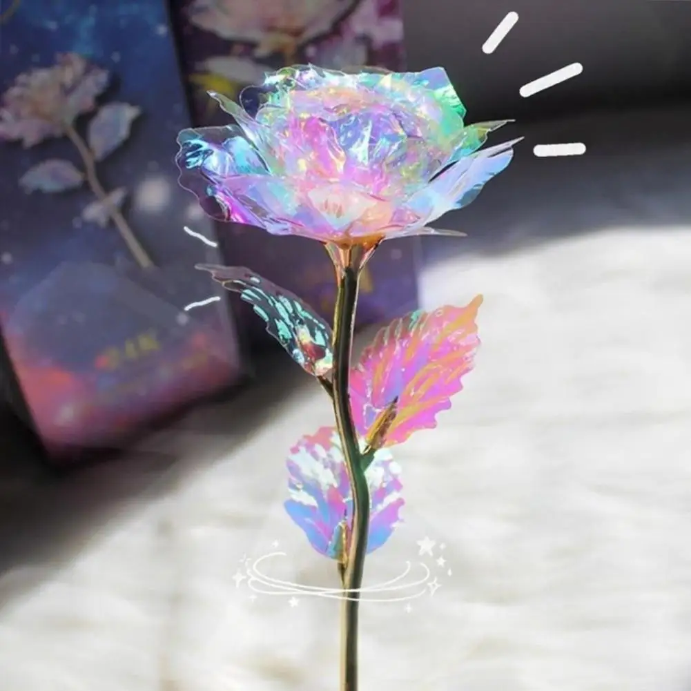 Valentine's Day Creative Gift Foil Plated Rose Gold Rose Last Forever Love Artificial Flower Wedding Decor Lover Roses Gift