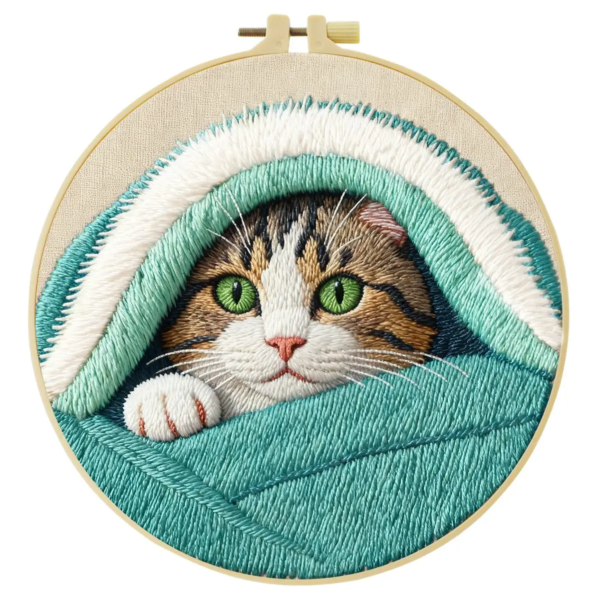 1 Stück 20X20CM/15X15CM 7,87/6,3 Zoll Tier - Katze Stickerei Starter-Kit DIY-Kit DIY-Stickerei-Set Handarbeiten Nadelkunst – Detail 4