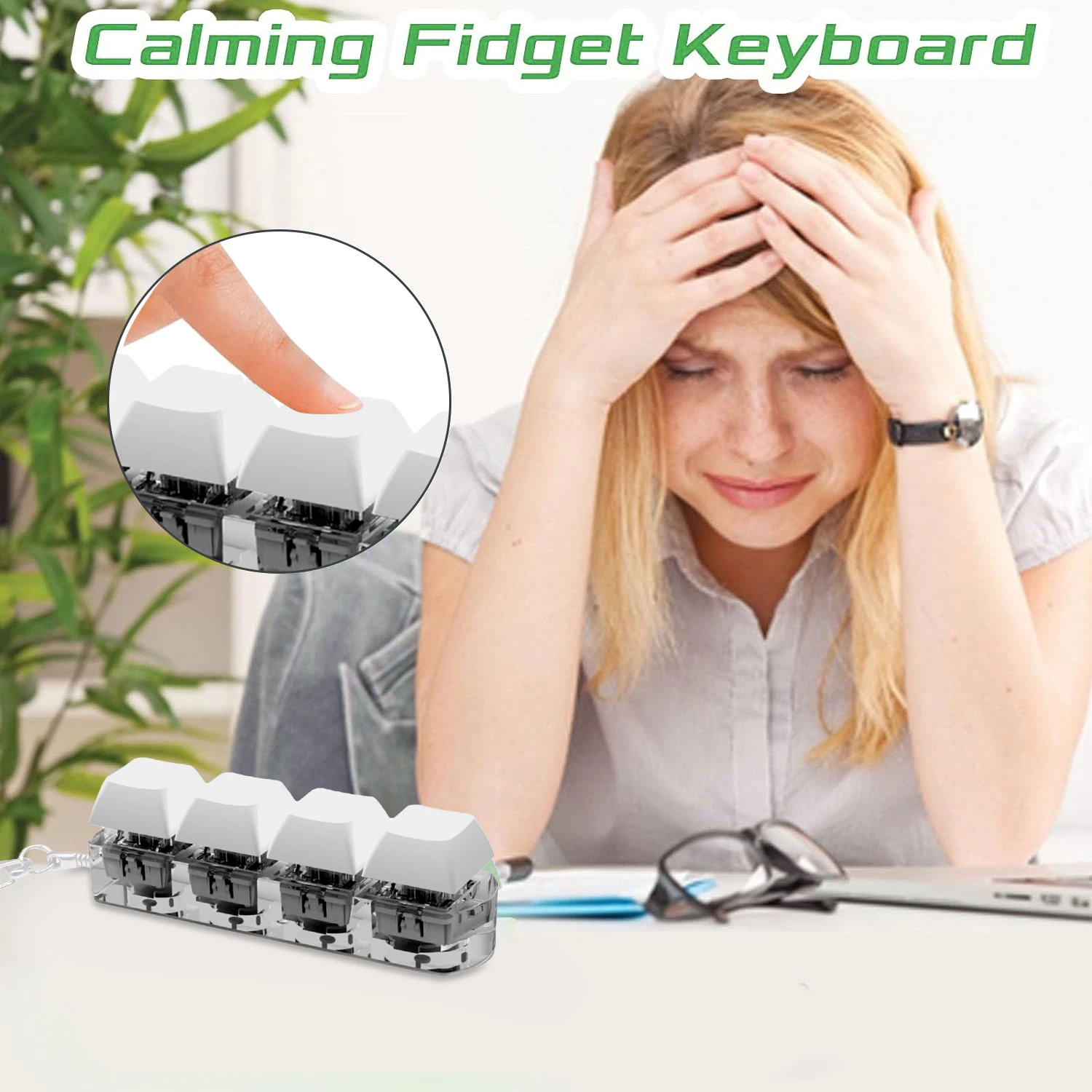 New Antistress Fidget Keyboard Key Toy Stress Relief Keyboard Keychain Toys for Children Adults Finger Keyboard Caps Toy