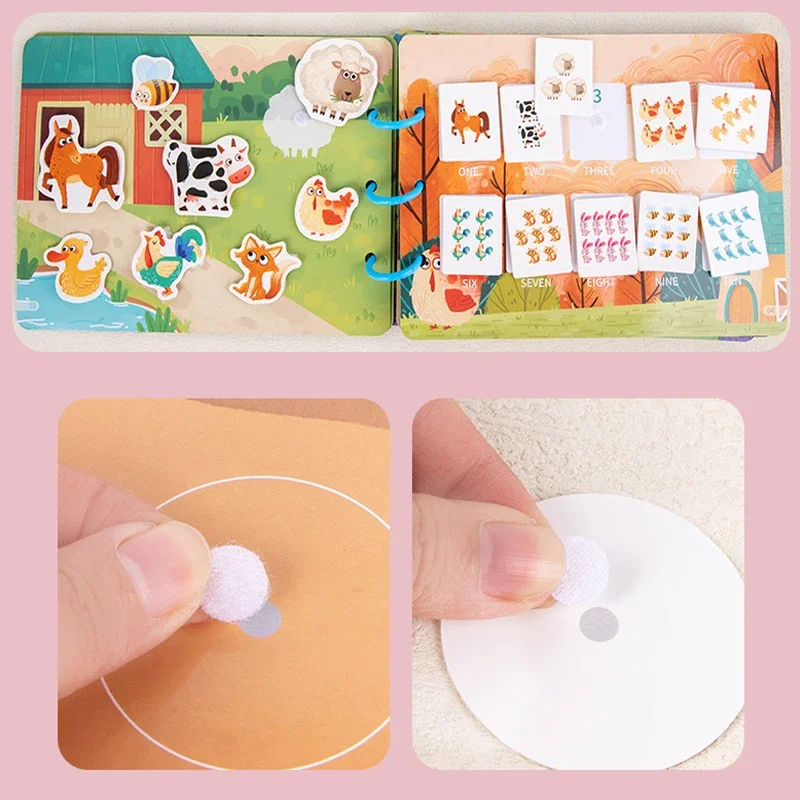 Children early education quiet paste book sense cognition match puzzle Montessori baby stickers busy books Animal toy for Kids