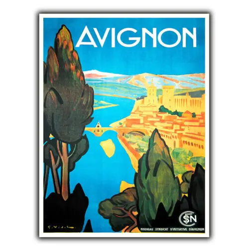 AVIGNON-cartel de anuncio de vacaciones de viaje Retro Vintage, placa de señal de METAL de Francia