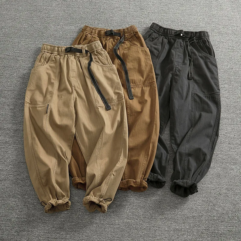 

Брюки для спецодежды с регулируемой талией, мужские модные повседневные брюки в клетку с эластичной резинкой на талии