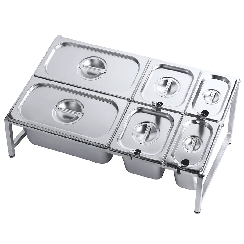 

Stainless steel barbecue seasoning box, commercial integrated large with lid seasoning set, kitchen partition hot pot shop