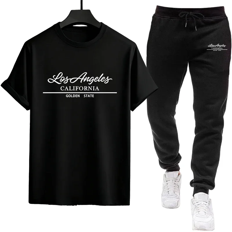 

Качественный повседневный спортивный костюм: брюки и футболка с коротким рукавом для бега и активного отдыха, летняя коллекция 2026 года, хит продаж, мужской спортивный костюм