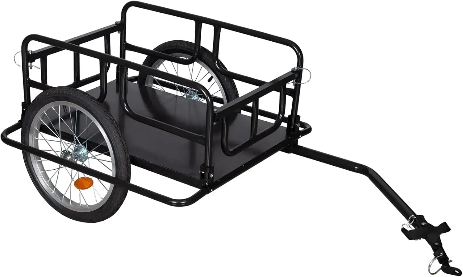 Aurora Bike Cargo Trailer w/Universal Bicycle Coupler, 16'' Wheels, Foldable Bicycle Cart Wagon for Carrying Groceries, Lu