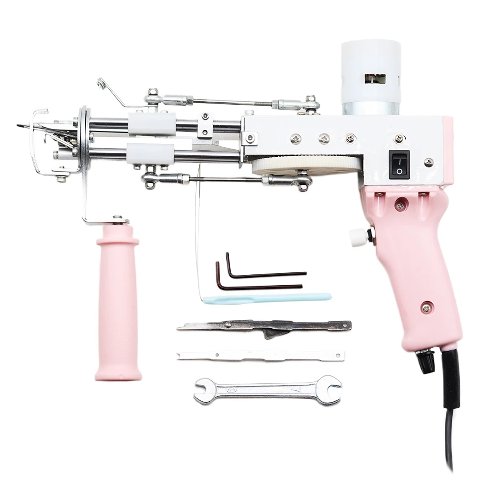 2 in 1 Pink Tufting Gun Kits Cut Pile Tufting Handheld Knitting Rug Gun with Tufting Yarn Trimmer Cloth Carving Machine Tools