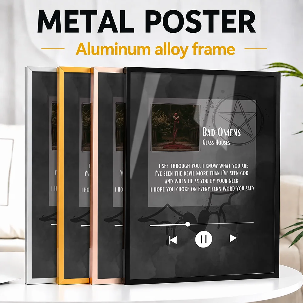 Bad Omens Music Lyrics Framed Metal Poster Customized Typographic Wall Art For Home Studio And Bedroom, Record Collector Gift