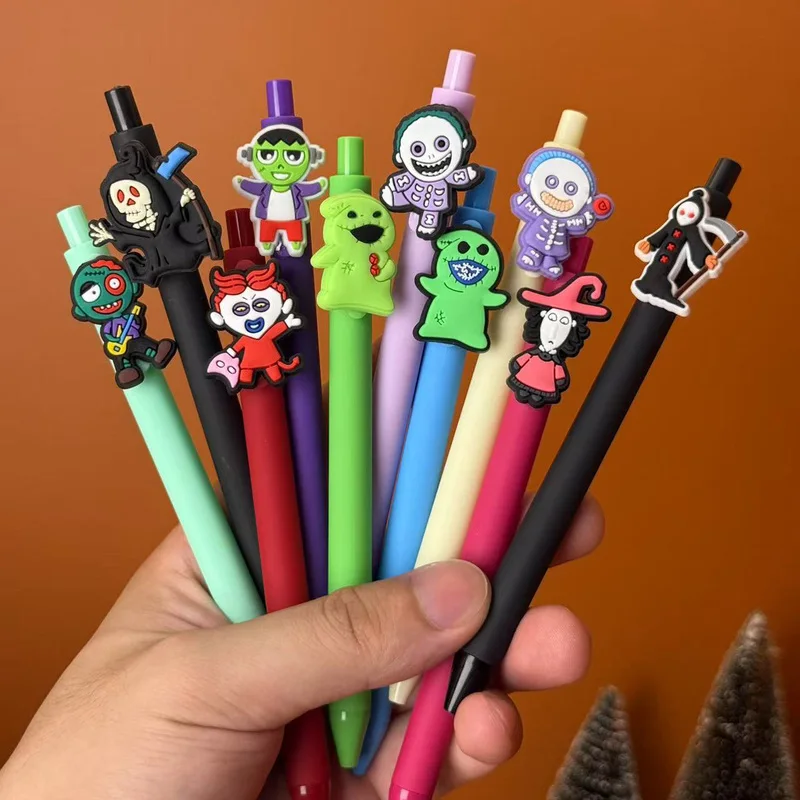 20/30pcs  Creative, simple, and cute Halloween ghost face themed retractable ballpoint pen Random Color Campus Design Back-to-Sc