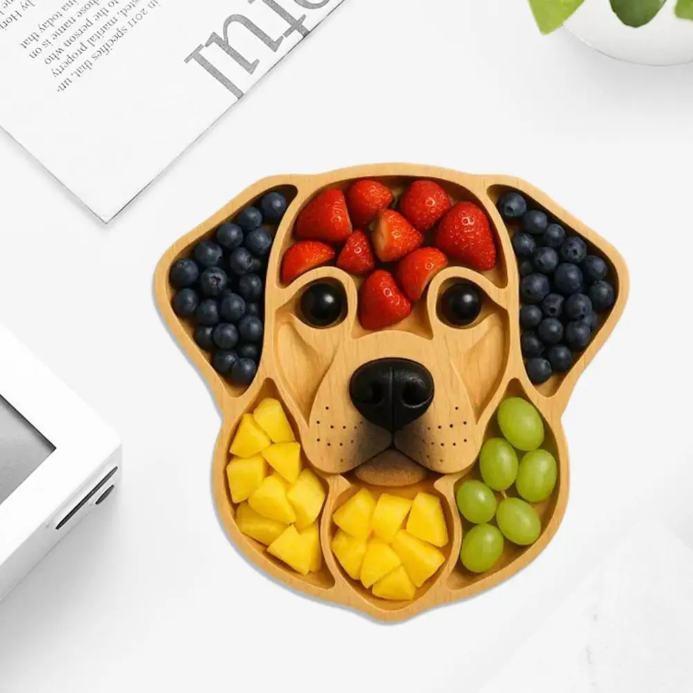 

Shape Fruit Tray Rustic Wooden Dog-shaped Cheese Board for Party Treats Fruits Meats Housewarming Gift for Dog Lovers Serving