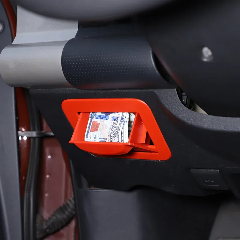 

1Pcs ABS Red For Toyota FJ Cruiser 2007-2021 car driver's seat fuse coin storage box car interior modification accessories