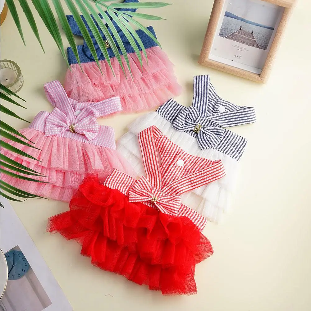 Small Pet Summer Dress Lace Skirt Pet Clothing Chihuahua Stripe Skirt Puppy Cat Princess Apparel Cute Puppy Clothes Pet Product