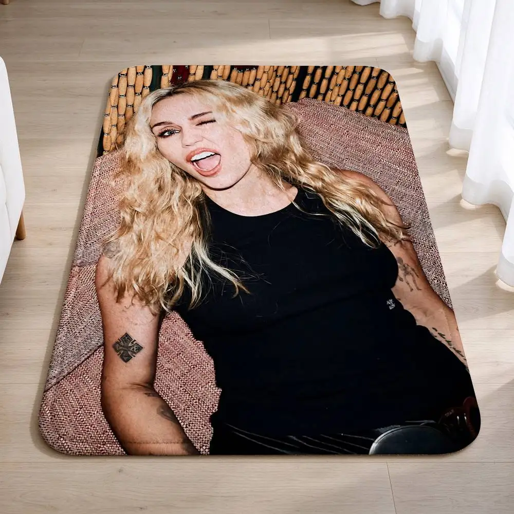 Party in the USA M-Miley Cyru Home Decor Short Plush Floor Mat, Non-Slip & Easy to Clean for Multi Doorways