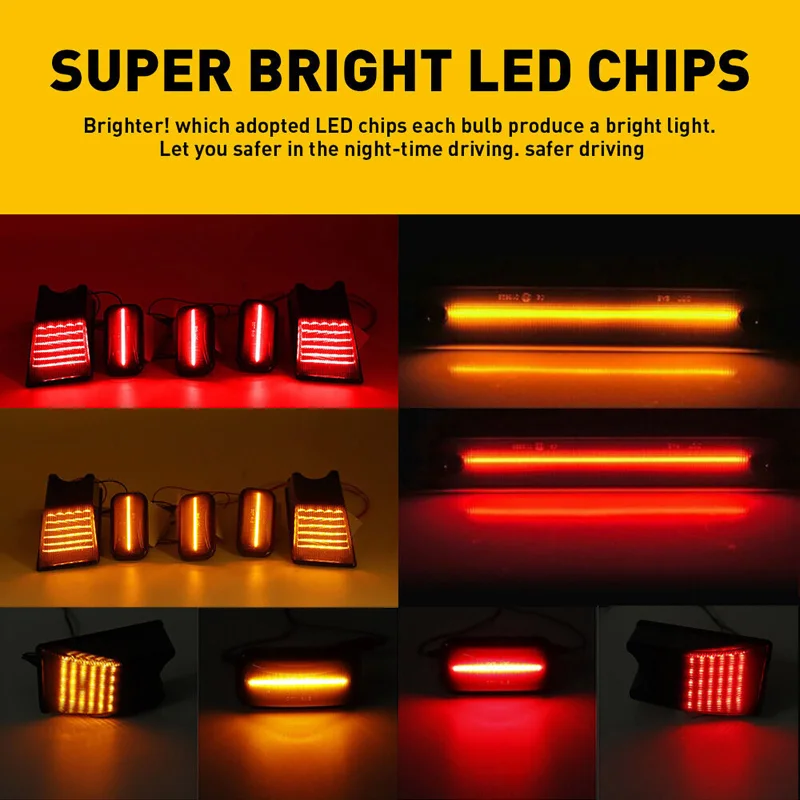 Auto Parts 14 LED roof side sign light set Red amber LED Fender turn signal set for Hummer H2 2003-2009