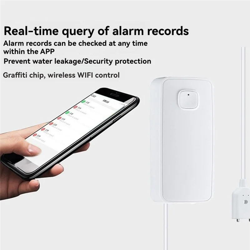 

ABKQ-Tuya Wi-Fi умный датчик утечки воды 2 шт. дистанционный мониторинг детектор уровня перелива 80 дБ звуковая сигнализация