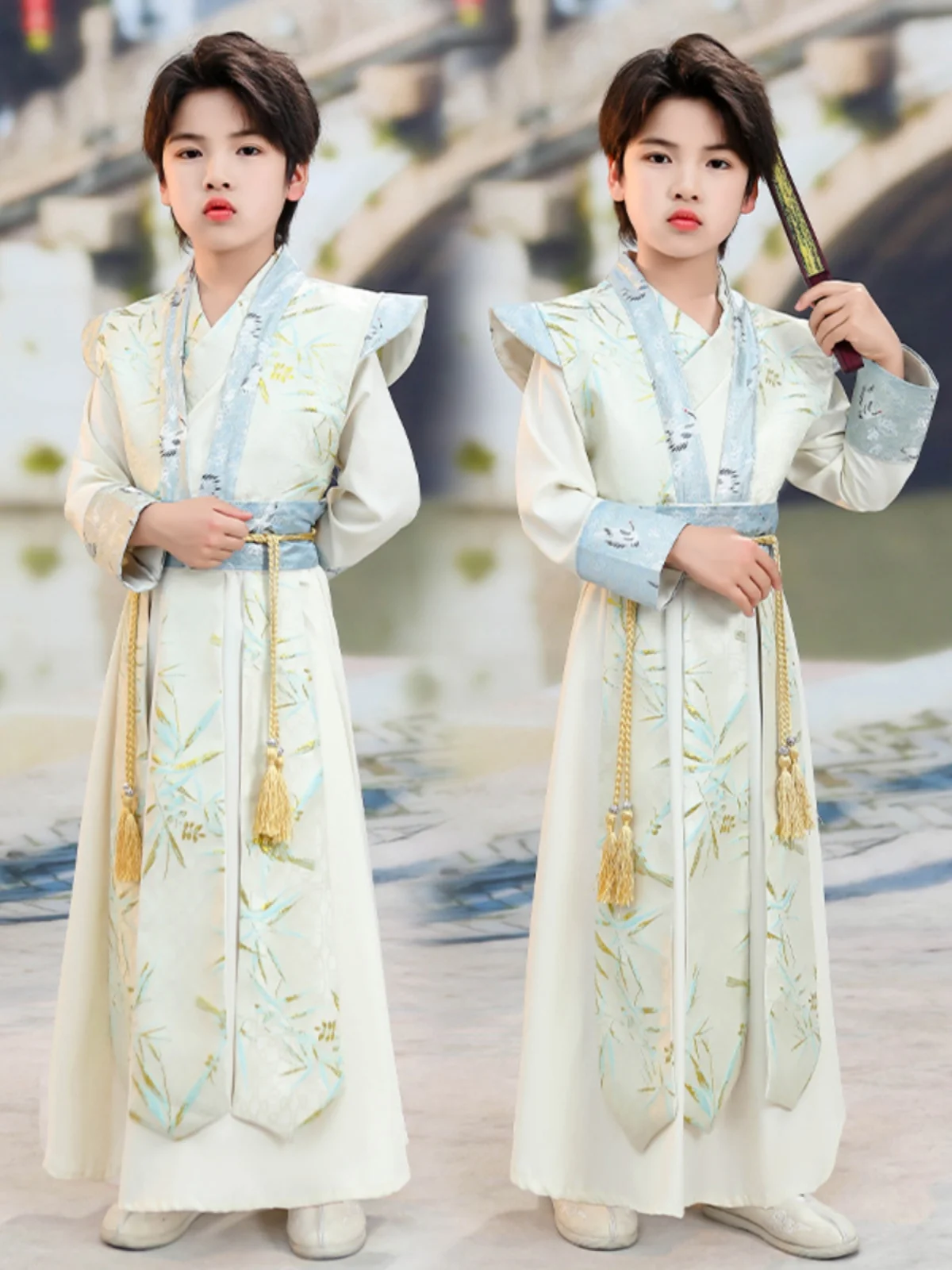

Детский древний костюм Hanfu, мужская и женская детская одежда для выступлений в китайском стиле, книга Guoxue, детская одежда