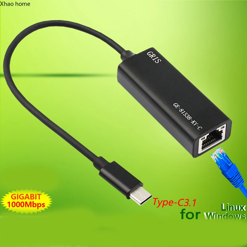 

Проводная сетевая карта USB 3.0 Type C Rtl8153b адаптер 1000 Мбит/с высокоскоростной для Macbookpro ноутбука настольного компьютера планшета