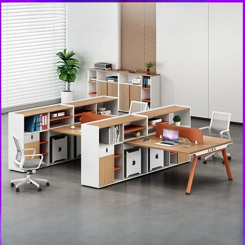 Finance office desk chair high cabinet combination face-to-face workstation screen card position