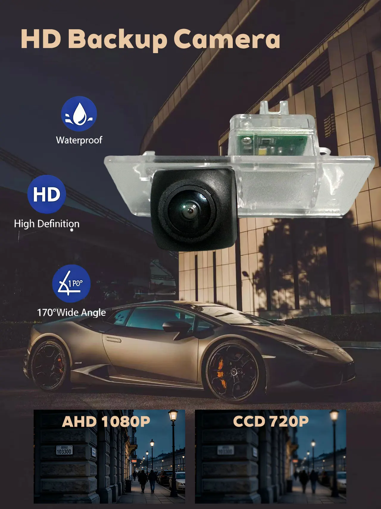 

Для Toyota Highlander/Kluger XU70 2020-2026: HD водонепроницаемая камера заднего вида с ночным видением (CCD 720P и AHD 1080P)