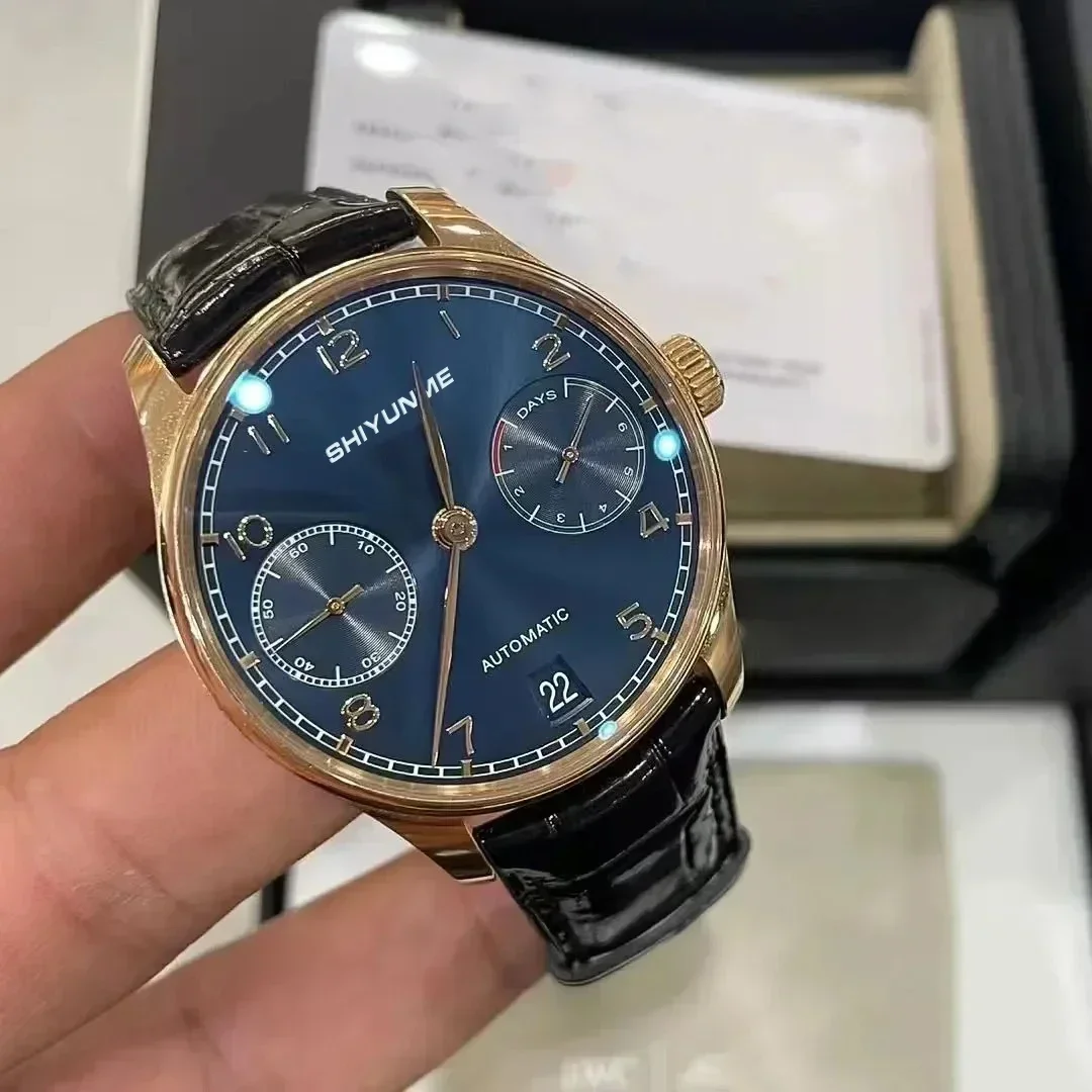 WATCH1 Store ساعات ميكانيكية أوتوماتيكية للجنسين بحزام من الفولاذ المقاوم للصدأ وظيفة كاملة سلسلة العين المزدوجة بالتوقيت العالمي