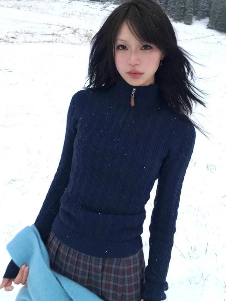 

Knitted Crop Cardigan Women Korean Short Sweater Long sleeve V neck Green Blue