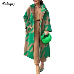 Risbrdfly Womens Winter Clothing 2023 New Autumn Winter Fashion Long-sleeved Lapel Coat Printed Coats for Women  Winter Coat