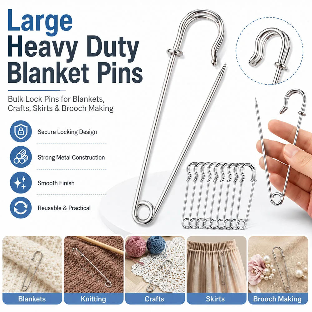 Large Pins Heavy Duty Blanket Pins Bulk Lock Pins Fasteners for Blankets Crafts Skirts Brooch Making