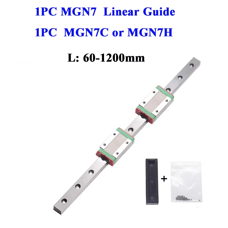 

7mm Linear Guide MGN7 50 60 70 90 100 150 200 250 300 350 400 450 500 550 600 700 800mm +MGN7H or MGN7C block 3D printer CNC