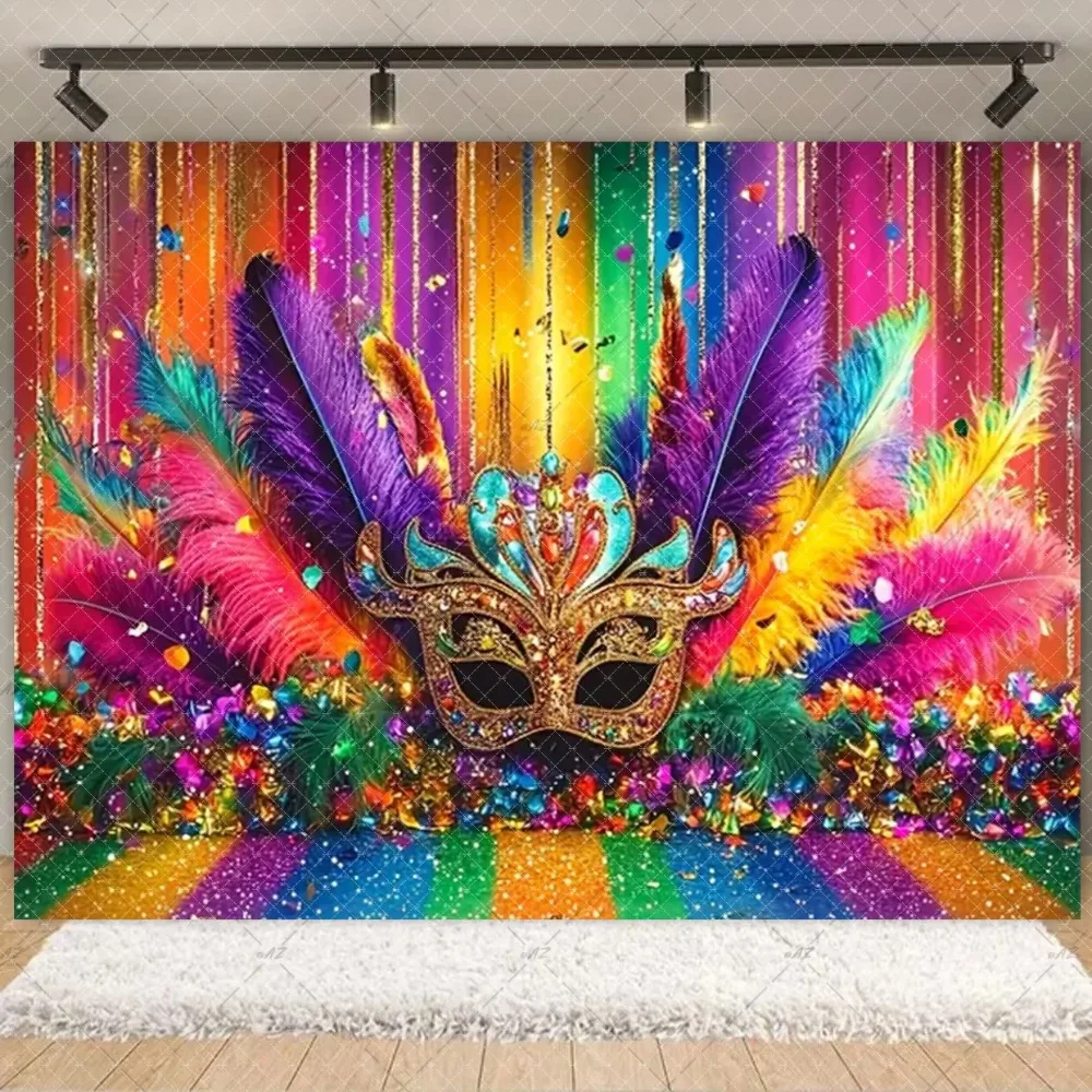 Carnival Mask Ball Theme Party Banner Photography Backdrop, Makeup Ball Party, Adult Birthday Party Photography Studio Backdrop