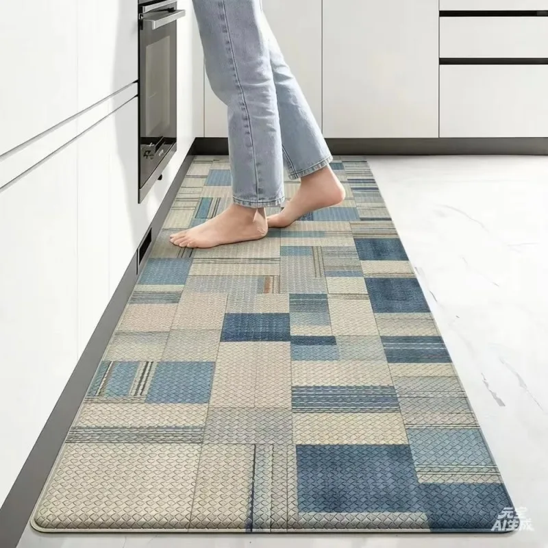 VIKAMA Fresh Checked Rectangular Kitchen Mat – Non-slip, Soft and Warm for the Kitchen and Dining Area – Home Accessories