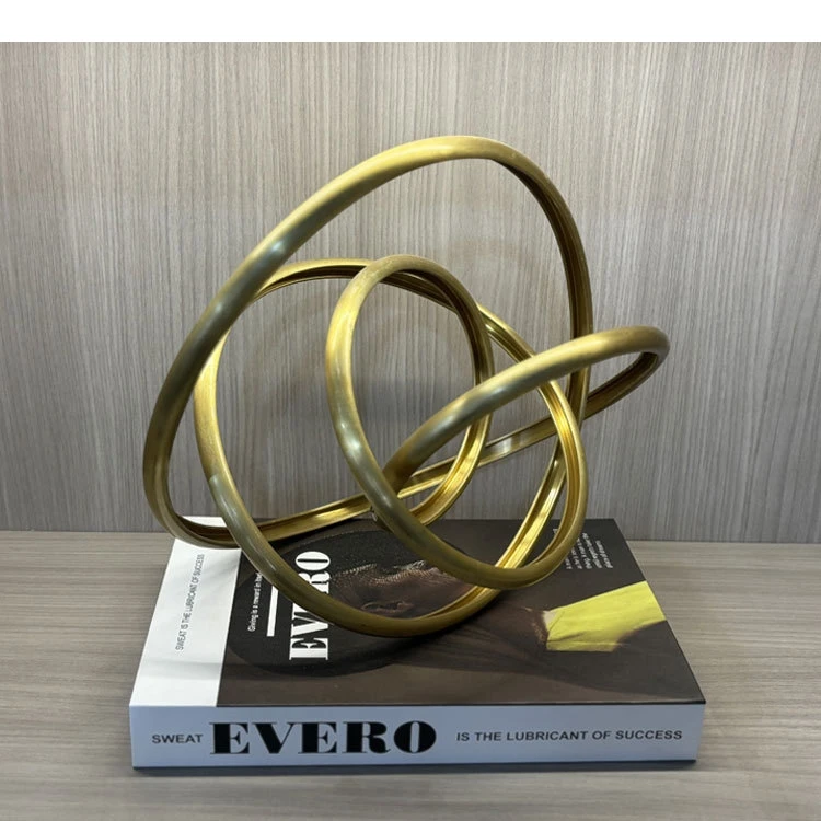 

Metal Art Abstract Wound Rope Knot Ornaments Metal Handicrafts Hollowed-out Gold Ring Metal Figurine Home Decoration Accessories