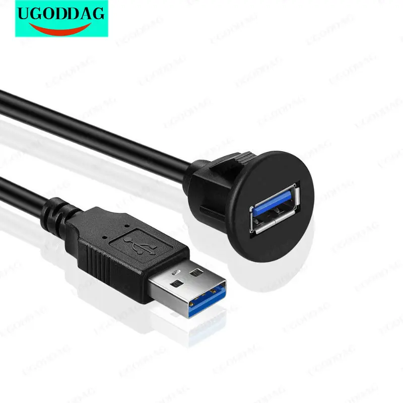 

1M Small USB 3.0 Male To Female AUX Flush Panel Mount Extension Cable for Car Truck Boat Dashboard