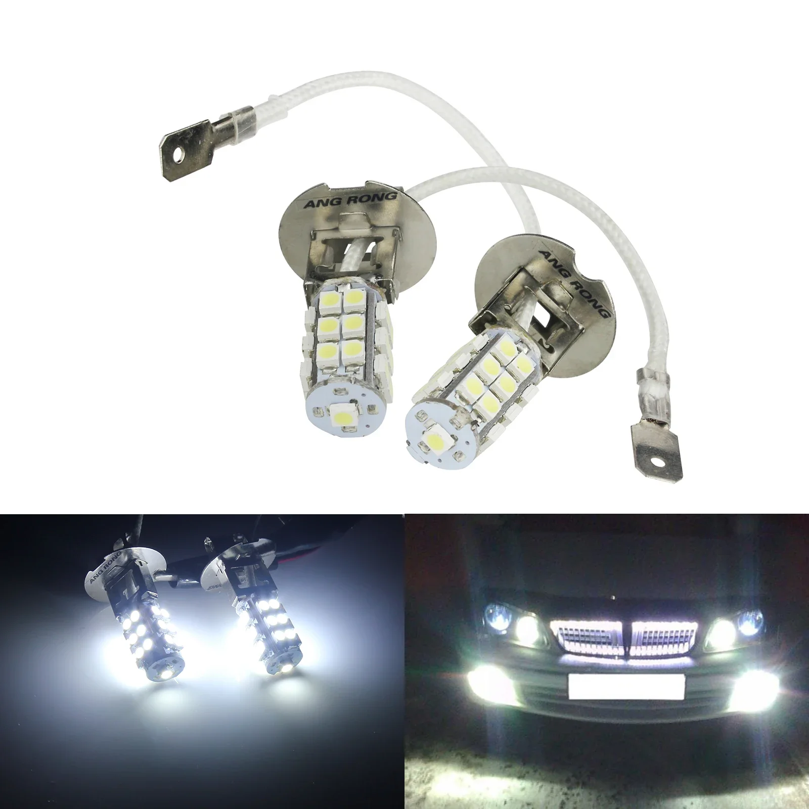 

2X H3 25 SMD LED SUPER XENON WHITE Headlight Fog Light Bulbs Lamps DC 12V