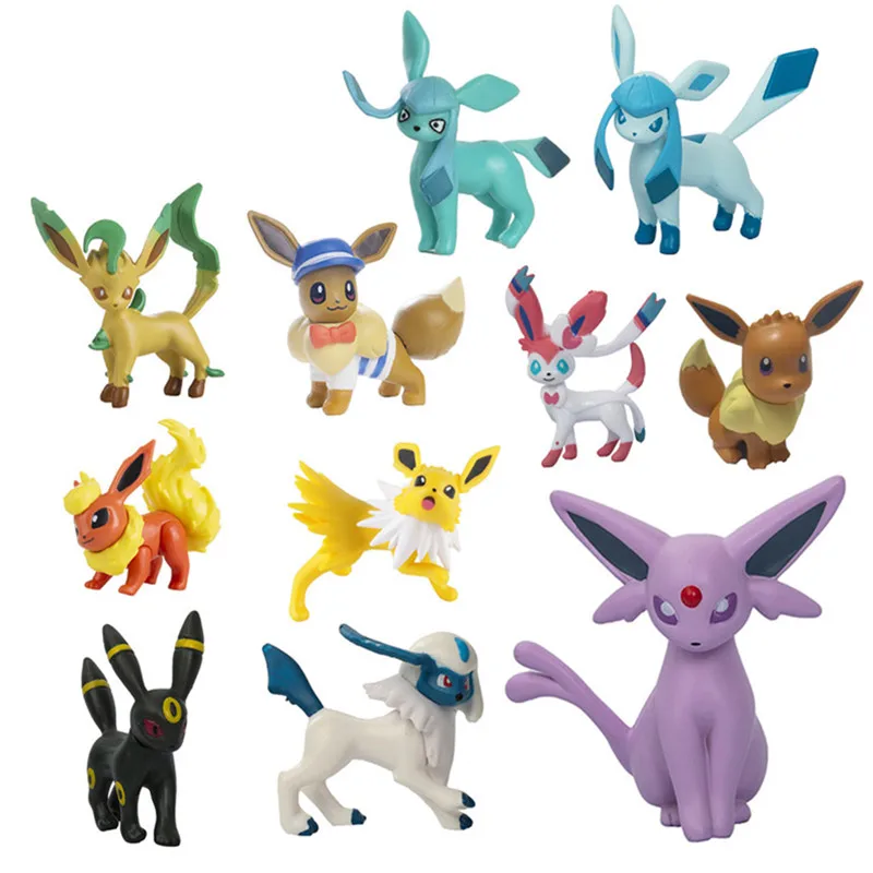 Pokemon Anime Action Figure Set - Pikachu Sun Elf Eevee Gengar Monsters Cartoon Model Toys Gift for Bulk Purchase