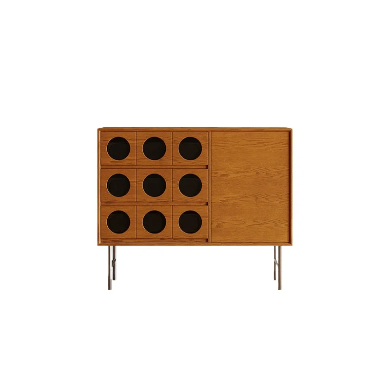 CX retro small apartment dining side cabinet integrated against the wall, living room storage chest