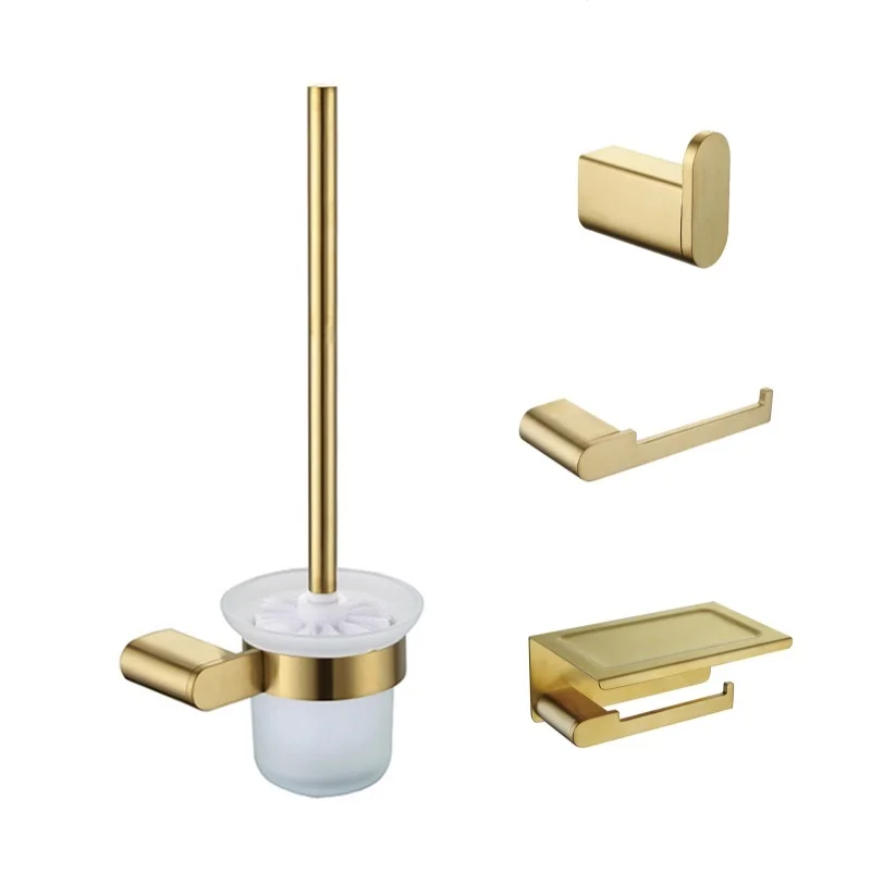 

Brushed Gold High Quality Stainless Steel Bathroom Towel Rack Towel Bar Storage Rack Paper Holder Toilet Brush Accessories