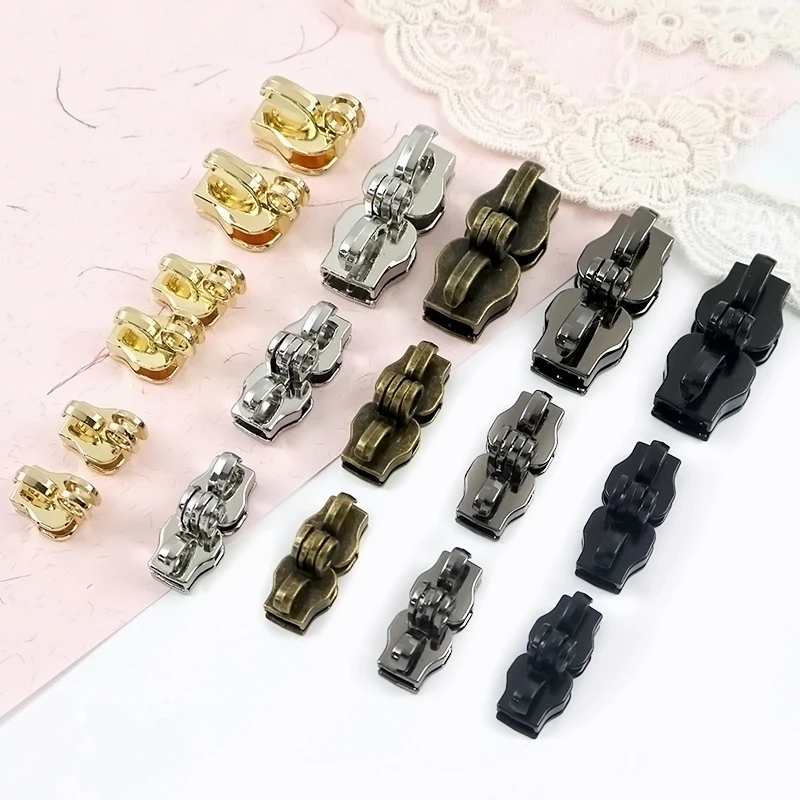 

5/10/20Pairs 5# 8# 10# Zipper Slider for Nylon Zippers Tape Luggage Repair Zip Double Hole Padlock Zips Puller Closure Cursor