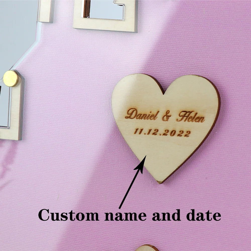 Personalized  Castle Guest Book Wedding Drop Box Acrylic 3D With Signature Hearts Guestbook Alternative Decorat