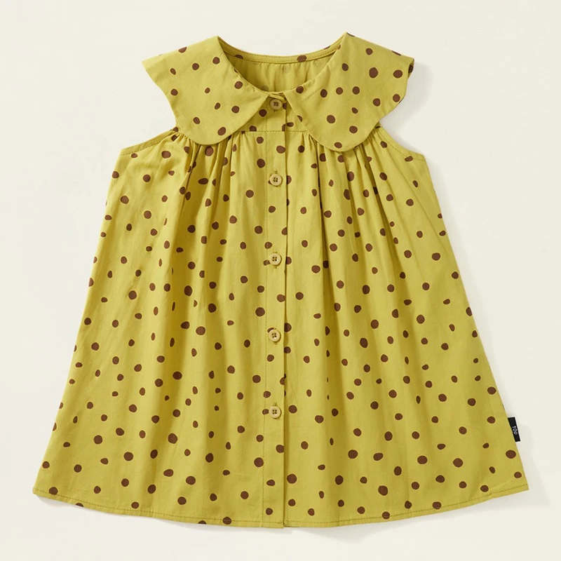 

Summer Girls Boutique Clothes Korean Cute Doll Collar Dot Sleeveless Princess Toddler Dress Baby Dresses Kids Clothing BC2146