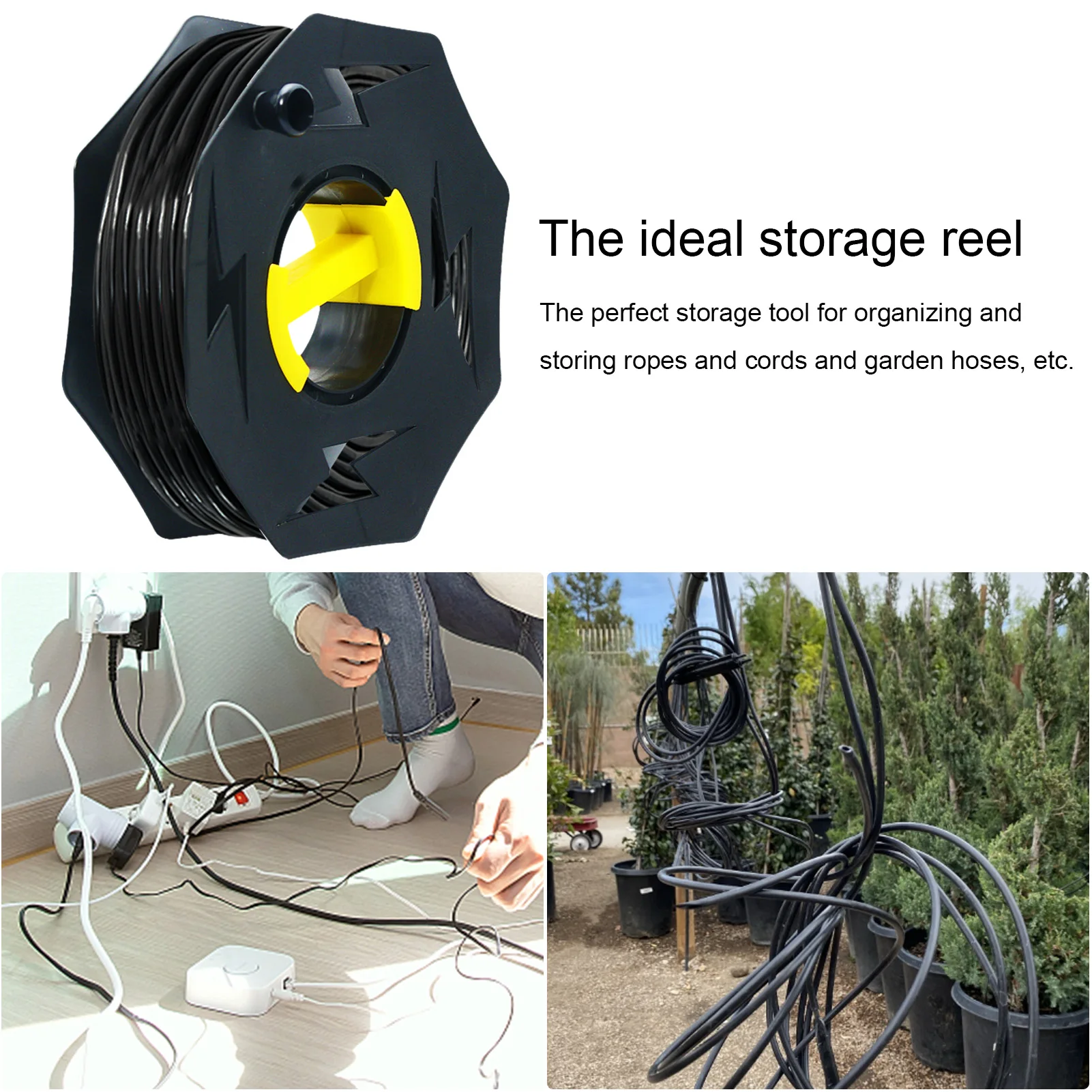 Extension Cord Reel Storage Organizer Sturdy PVC Extension Cord Winder With Center Rotating Handle For Garage Shop Bulk Wire