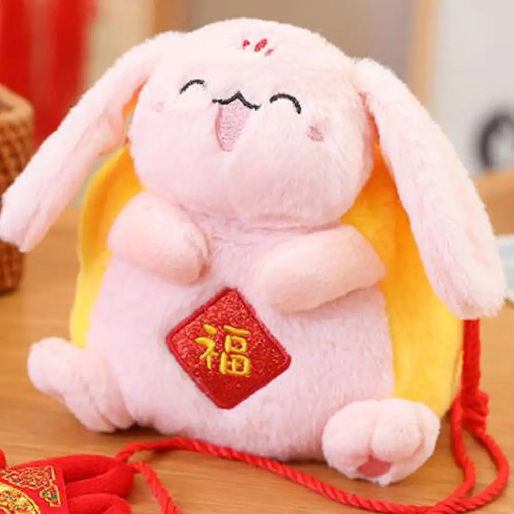 Doll Bag Storage Bag Rabbit Toy Large Capacity Cute Plush Purse Kids Shoulder Bag New Year Crossbody Bag Chineses Style Bag